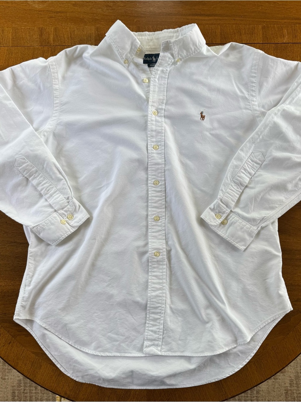 Ralph Lauren Men's White Oxford Button-Down Shirt with Pony Logo